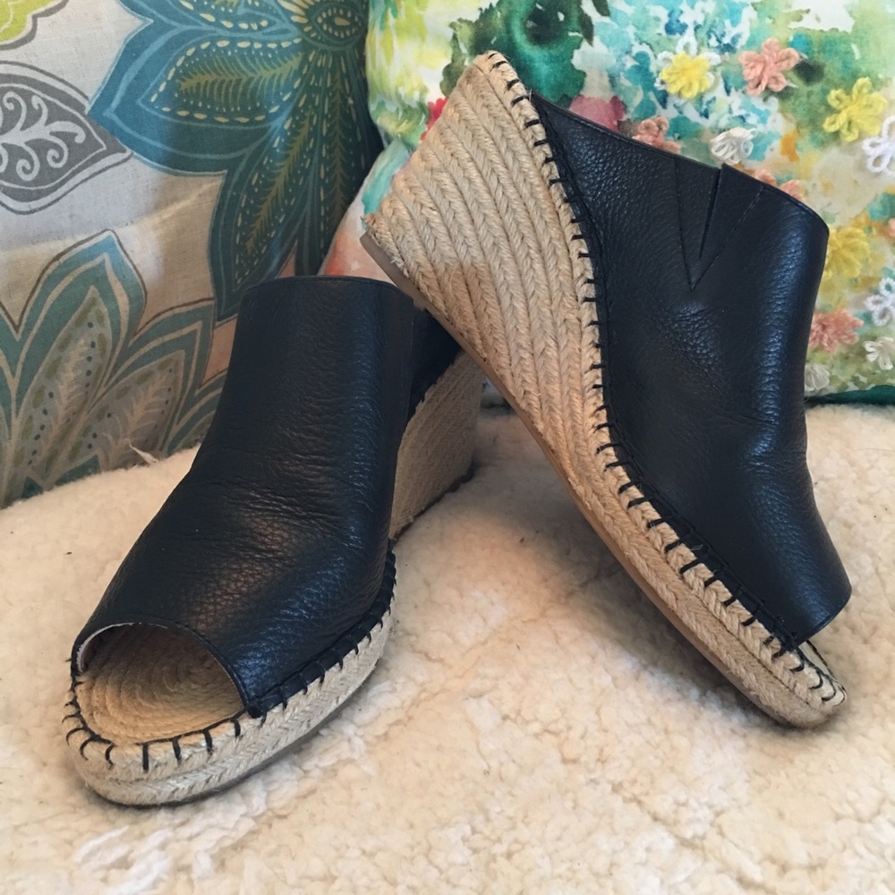 BCBG leather wedge espadrilles